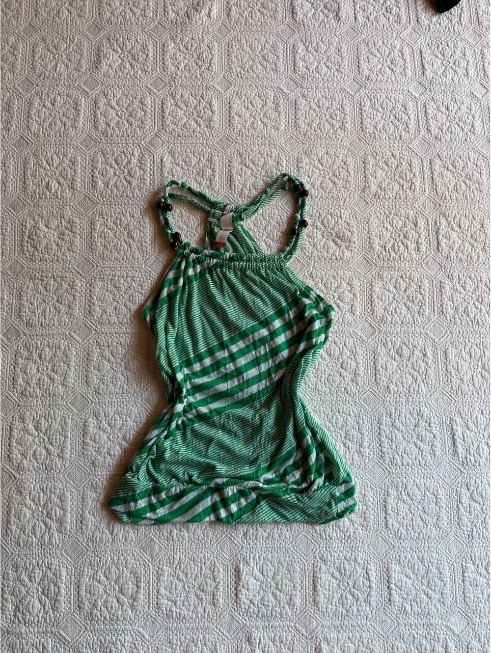 Vintage Y2K no boundaries Green and White Striped Summer Tank Top  Beaded